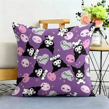 Miniso Sanrio Kuromi Dark Cute Throw Pillow Cover, Purple Skull & Heart Cushion Case For Couch Sofa Bedroom Living Room Home Decor - Color - View 4