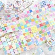 1 Roll Colorful Geometric Patterned Washi Tape, Cute Heart & Star Designs, Suitable For Scrapbooking, Planner Decoration, DIY Crafts, Stationery Supplies - 1 Roll - View 10