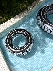 1 pieza Flotador con forma de neumático para adultos, decoración de piscina y playa, accesorio de fiesta de verano, regalo de verano perfecto para relajarse y divertirse en la piscina - Negro - Ver 8