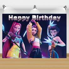 1 pieza Decoraciones para ambiente de fiesta con temática de ídolos K-POP, Cazadores de demonios K-Pop, Caza de brujas de K-Pop, Tela de fondo, Decoración de fiesta de cumpleaños, Regalos de decoración de fiesta del grupo de Caza de brujas para niños - Multicolor - Ver 5