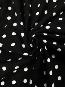 女士波点吊带露脐针织背心，弹性面料，中号 - 黑色 - 查看 7