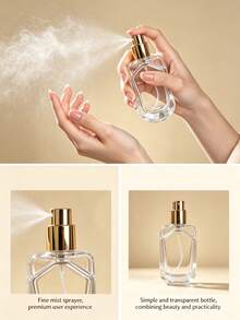 Bộ 4 chai xịt nước hoa thủy tinh sang trọng có thể nạp lại, bình đựng mỹ phẩm rỗng chống rò rỉ với vòi phun sương mịn, nắp vàng thanh lịch và thiết kế cắt kim cương, kích thước du lịch di động, phù hợp cho nước hoa, tinh dầu, toner, xịt cố định, dùng hàng ngày, đi công tác, ngoài trời, quà tặng tuyệt vời cho nữ giới - Trong sáng - Xem 4