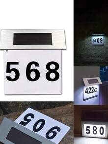 1 pièce Lumière solaire de numéro de maison, lampe d'adresse LED étanche IP65 pour extérieur, plaque de porte murale alimentée par énergie solaire avec allumage/extinction automatique, décoration de numéro de maison visible de nuit pour jardin, cour, rue, cadeau de pendaison de crémaillère - Blanc - Voir 5