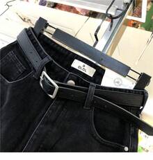 Gray Denim Shorts, Fashion Style, Summer 2026, High Waist, Wide Leg, Loose Fit, Korean Style, Slimming Effect, A-Line Cut. - Black - View 2