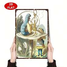 [Lanzamiento] Placa de metal plana 2D de 1 pieza con arte humorístico "Alicia y el Oruga" de 20* 30cm / 8*12 pulgadas - Diseño con tema de setas fantásticas, con orugas azules, larvas y patrones de tetera, decoración de jardín de estilo vintage, arte de pared de jardín | Arte de hierro vintage | Material de hierro duradero, superficie plana 2D, pieza de arte divertida, solo para uso decorativo, letrero y placa decorativa - 1PC - Ver 7