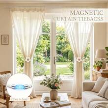 2 piezas Sujetacortinas, Sujetacortinas magnéticos con colgantes de flores de tela, Sujetacortinas para ventanas y decoración del hogar - C-Multicolor - Ver 8