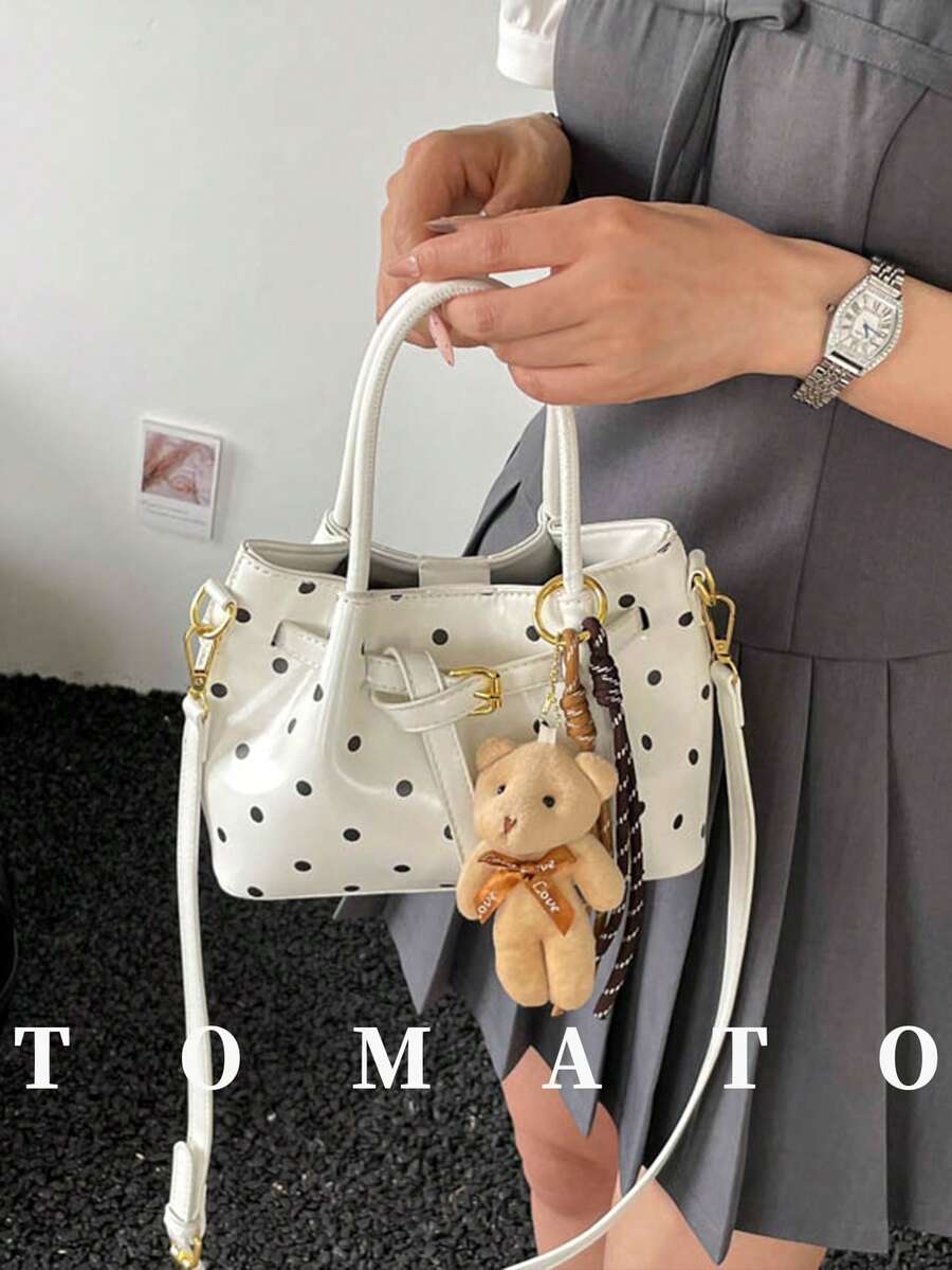 1 chiếc túi xách nữ thời trang, kiểu dáng xếp ly hình đám mây, chất liệu vải PU chấm bi, có thể đeo vai hoặc đeo chéo (không bao gồm phụ kiện), phù hợp cho sử dụng hàng ngày, cho phụ nữ trẻ, đi chơi, mua sắm, đi học, hẹn hò, làm quà tặng, đi làm, du lịch. - trắng - Xem 1