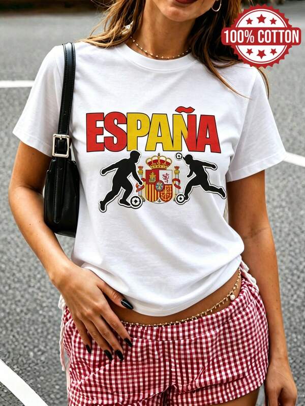 Spring/Summer Oversized Tops, 100% Cotton, Women's Short-Sleeve T-Shirts, Fun And Casual Creative Letter Patterns, Custom-Made, Solid Color Round Neck, Soft And Comfortable, Everyday Casual, Streetwear, Y2K, Beach, Graduation, Vacation, Top, Summer, Spring, T-Shirt, Gym, Sport, Party Top, Blouse, Roman, Vintage, Carnaval, Valentijn, Maija, Tops For Women, Tops Damen, Frühling Outfit, Jersey, Ropa Invierno De Mujer, Verano Mujer, Fun T-Shirts, Vacation, Beach, Casual, Cute Tops, Top Negros, Top Blanco, Tops Verano, Primavera Muje, Easter Women's Clothing, Carnival, All Seasons, Office/Lounge/Home/Minimalist, Western Women, Outfits, American Retro Style, Unisex, Outerwear, Autumn, Plus Size Woman, Valentijn, Carnaval, Vacation Top Verano Party, Graduation, Wedding, Music Festival, Holiday, White Top