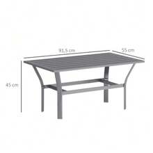 Metal Side Table/Balcony Table With Slatted Design, Weatherproof, Coffee Table/Garden Table, Easy-Care Sofa Table/Outdoor Table For Balcony, Garden, Terrace, Veranda, 91.5 X 55 X 45 Cm, Dark Grey - Dark Grey - View 2