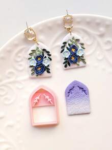 Framework With Foliage Cutting Mold Earring Making Tool, DIY Handmade Jewelry Miniature Cutter, Ceramic Mold, Minimalist Embossing Tool, High Precision Polymer Clay Or Modeling Clay Mold - Frame - View 7