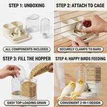 2-In-1 Automatic Bird Feeder & Waterer (Cage Version), Hanging Style Parrot Food & Water Dispenser Set (Includes Perch), Suitable For Cockatiel, Parakeet, Lovebird, Canary And Other Caged Birds - one-size - View 4