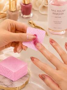 1000pcs Lint-Free Nail Polish Remover Pads - Acetone Resistant, Suitable For Nail Preparation And Gel Nail Removal, Can Be Used For Eyelash Extensions, Waterless Nail Cleaning, Suitable For Salon And Home Use, Pink Lint-Free Nail Wipes, Disposable Nail Polish Remover Pads, Non-Woven Nail Pads - Multicolor - View 4