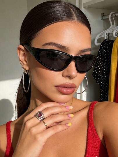 1pc Y2K Wraparound Fashion Glasses, Millennium Futuristic Style, European And American Personalized Eyewear