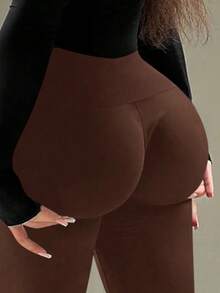 AiTyi Women's Black Flare Leg Pants With Drawstring Waist, Medium Stretch Long Yoga Training Daily Wear Bottoms, Bodycon Fit Fall Season Style - Coffee Brown - View 5