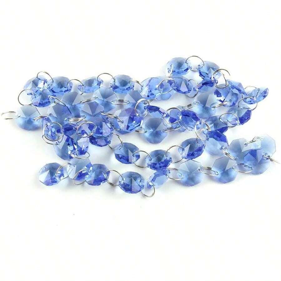 Lt. Blue 10m/50m Glass Beads Chandelier Lamp Octagon Chain Garlands Wedding/ Party Decor - (Size: 50 Meters) - 50 Meters - View 1