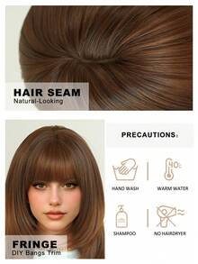7JHH WIGS Ombre Brown Layered Bob Wig For Women 16 Inch Shoulder-Length Wig With Bangs Synthetic Heat Resistant Fiber Wigs For Daily Party Use, Mother's Day Gifts - Beginners Glueless Wig Accessories - Multicolor - View 7