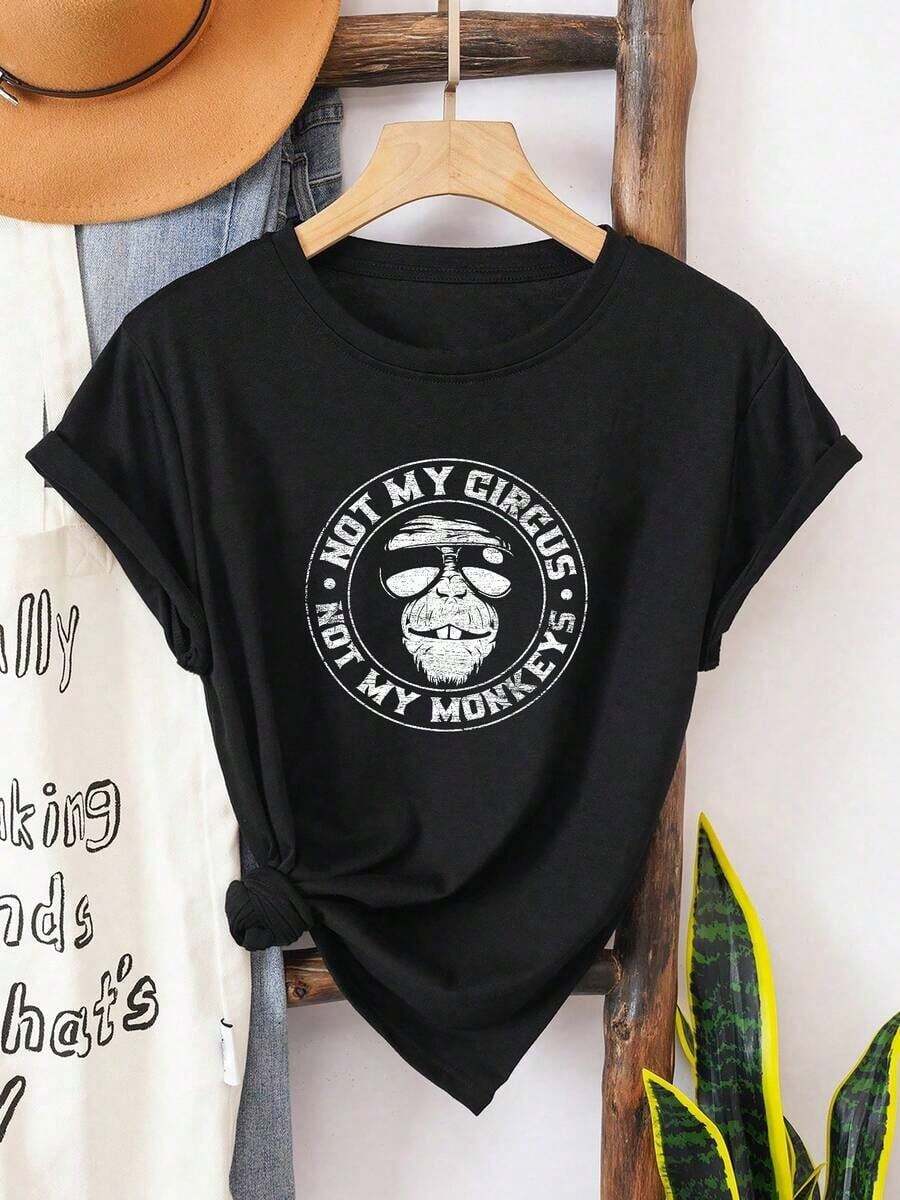 Camiseta TrendyNot-My-Circus-Not-My-Monkeys- para uso diario - Negro - Ver 1