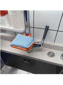 1 pieza Organizador de fregadero - Almacenamiento multifuncional para esponjas, cepillos y paños de cocina, con estructura reforzada, estante para secar paños, fácil de limpiar, soporte para esponjas, cepillos y paños, accesorio de cocina - Multicolor - Ver 6