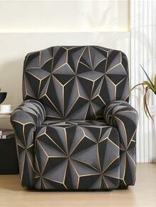 4/6/8pcs Printed Lounge Chair Cover - Suitable For All Seasons - Lounge Chair Cover For Office, Living Room, Home Decoration - Washable Sofa Cover - Black - View 8