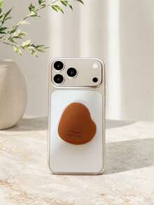 Vintage Amber Color Mobile Phone, Minimalist Heart-Shaped Phone Stand - Cute Brown Phone Stand Holder, Aesthetic Phone Accessory, Minimalist Heart-Shaped Phone Stand Holder - Fashionable Minimalist Brown Phone Stand Holder For Daily Use, Cute Heart-Shaped Phone Stand Holder - Soft Minimalist Daily Makeup Mirror Phone Accessory - Brown - View 9