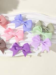 24入組彩虹漸層 grosgrain 緞帶蝴蝶結髮夾套組，柔軟瀏海側邊夾，適合節日派對/拍照拍攝 - 混合色 - 查看 5
