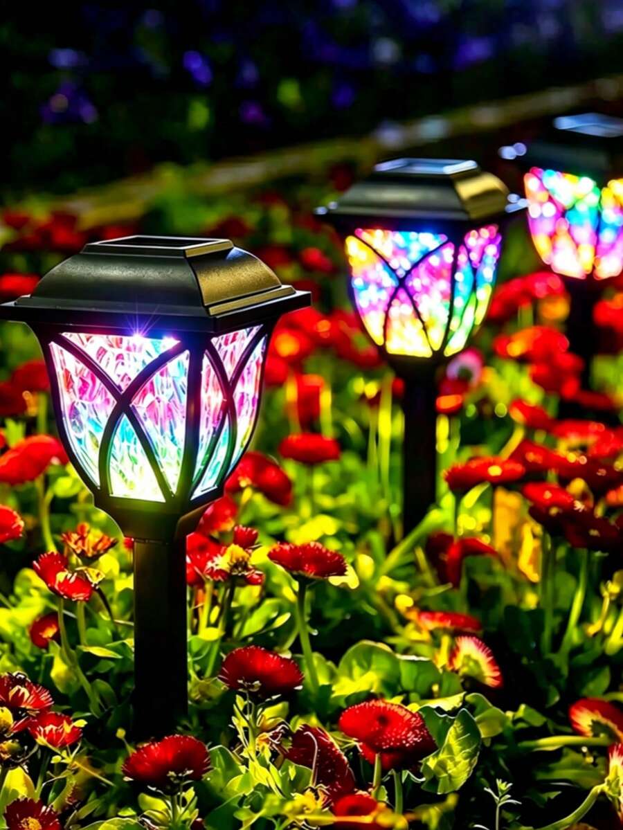 6 قطع أضواء حديقة شمسية ملونة RGB، أضواء عشب شمسية، إضاءة ديكور منظر طبيعي شمسية، مناسبة للحديقة والمناظر الطبيعية والممرات والباحة والفناء والحديقة، أضواء خارجية LED