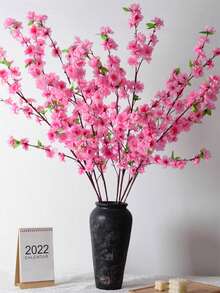 1pc Elegant Artificial Peach Blossom Branch - Decorative Flower For Garden, Suitable For Anniversary, Wedding, Easter, Birthday, New Year, Indoor/Outdoor Holiday Decor, No Power Source, Container Not Included - Pink - View 4