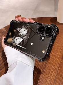 1 Personalized Customized Photo Name Text Anti Drop Transparent Black Full Border Phone Case, Compatible With IPhone 17/Air/17pro/17promax/16/16pro/16plus/16promax/15/14/13/12/11 And Other Models, Suitable For Giving As A Gift To Friends - Black - View 3
