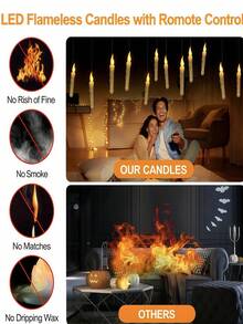 12pcs/20pcs Floating LED Candles With Remote Control - Indoor Home Room Classroom Bedroom Birthday Party Wizard Christmas Decor, Includes Fishing Line, Halloween Decor (2AA Batteries Not Included) - Warm Color - View 8