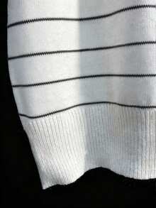 Men's Summer Round Neck Knit Striped Contrast Color Casual Pullover - White - View 5