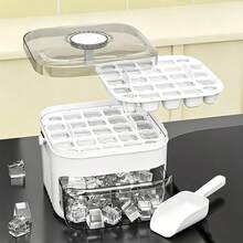 2pcs/Set (1pc Ice Cube Mold + 1pc Scoop) Press-Type Ice Cube Mold, DIY Ice Cubes, Large Capacity Ice Storage, Refrigerator Compatible, Square Ice Cubes, Integrated Ice Making And Storage - View 3