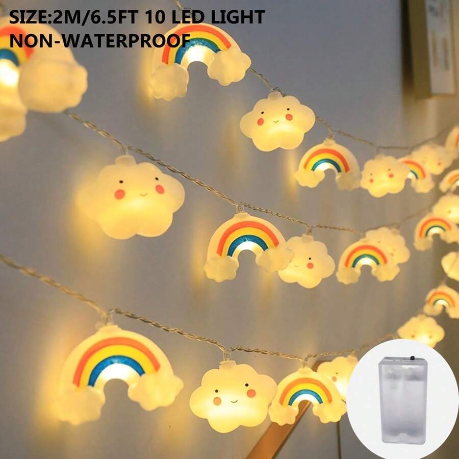 LED彩虹雲燈串、仙女燈串、星空燈串、INS氛圍燈;適用於居家裝飾、臥室裝飾、派對裝飾、節日裝飾、婚禮裝飾和庭院裝飾;適合告白、求婚、送禮、婚禮、畢業、生日和露營,以及春季、夏季、聖誕節、情人節、復活節、齋月和感恩節使用(不防水),電池供電(不含電池) - 暖色 - 查看 1