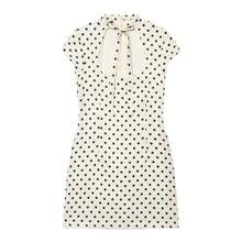 Vestido de lunares de moda para mujer, elegante vestido corto ajustado con cordones y manga corta, vestido informal de verano para mujer, vestido de vacaciones para la playa - Punto blanco - Ver 1