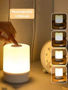 1 pieza Mini Luz Nocturna, Carga Tipo C, Función 3 en 1, Ajuste de Color y Brillo de Luz, Atenuación Suave, Lámpara de Mesita de Noche con Control Táctil Compacto, Adecuada para Guardería, Dormitorio, Pasillo - Blanco - Ver 8
