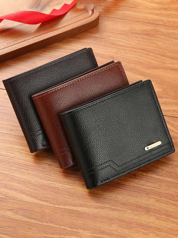 1-3pcs Men's PU Leather Wallet, Large Capacity Multi-Card Slots, Can Store Banknotes, Simple Coin Pocket, Credit Card Bank Card ID Card Photo Slot, Business Casual Style, Ideal Gift For Men's Birthday Or Partner