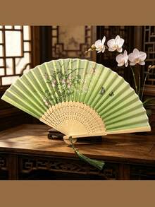 1把复古流苏折扇，中式经典折扇，汉服旗袍配饰，舞蹈表演扇，伴娘扇，家居装饰扇，便携式手持扇 - 多色 - 查看 12