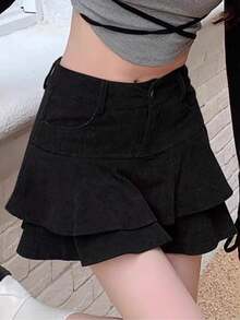Women Skirts - Coffee Brown - View 2