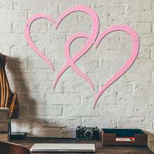 2pcs Metal Heart-Shaped Wall Decor - Pink, Gold, Black, Infinity Love Symbol Wall Art, Symbol Of Love, Living Room Bedroom Wall Decoration, Wedding, Engagement, Anniversary, Valentine's Day, Mother's Day Gift, Her Gift, Sculpture Wall Hanging - Multicolor - View 8