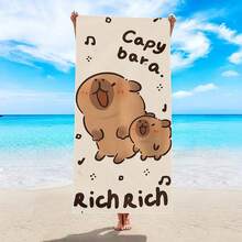 1pc Cute Capybara Beach Towel, Quick-Dry, Soft, Absorbent, High Color Fastness - Suitable For Beach, Travel, Camping And Summer Vacation - Machine Washable, Rectangular, Beach Accessory, Sports Beach Towel - A - View 14