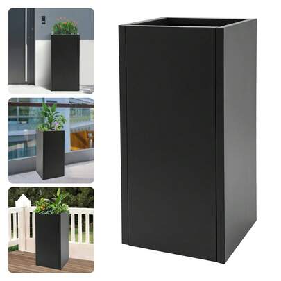 TFCFL 1 pieza Caja de maceta alta moderna para exterior/interior, maceta rectangular grande de 14x14x30 pulgadas, caja de maceta de metal alta para jardines, pasillos, patios, áreas de piscina, balcones, entradas, porches delanteros, terrazas y talla grande para plantar varias flores y plantas verdes - Regalo para familia, amigos, cumpleaños, primavera, verano, Día de la Madre, novio, novia, Navidad