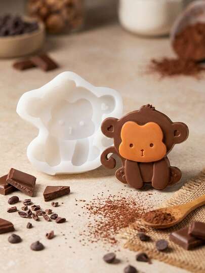 SikeSike 1pc Monkey Shaped Silicone Mold, Chocolate Silicone Mold, Suitable For Cake Decoration, Pudding, Candy