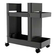 Gray Modern Fitness Equipment Storage Cart,Minimalist Floor-Standing Sports Gear Organizer Rack,Multifunctional Household Sundry Mobile Storage Trolley,For Home Gym Yoga Studio Store Yoga Mat Dumbbell Kettlebell Resistance Band Various Sports Supplies - Grey - View 2
