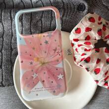 Fashionable Creative Gold-Plated Star & Lily Flower Phone Case For IPhone 17 Pro Max, 16 Pro Max, Cute For Girls, Suitable For IPhone 15 Pro, 14, 13, Protective Cover, Birthday/Holiday Gift - Pink - View 7