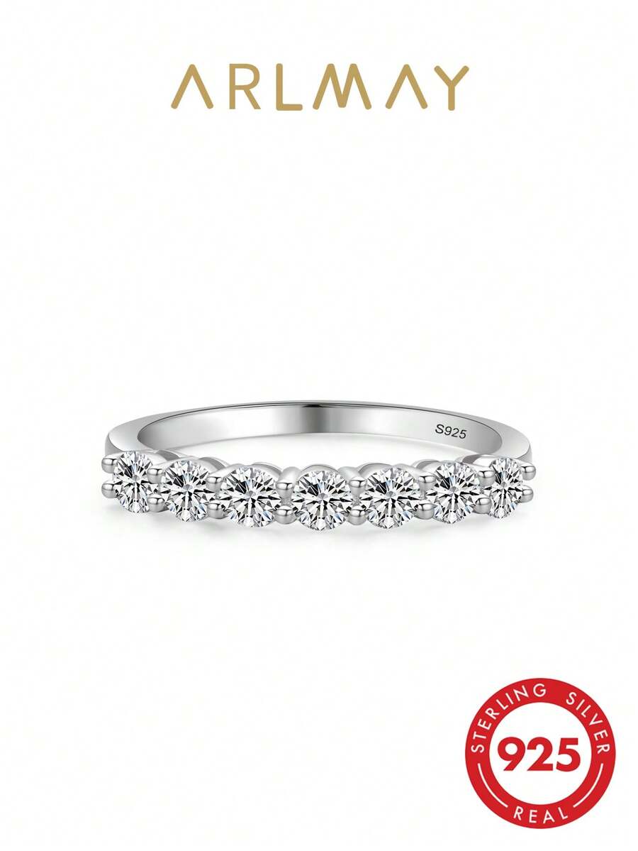 1pc Exquisite Silver Cubic Zirconia Decor Wedding Band For Female For Women Bridal Wedding Fine Jewelry Engagement