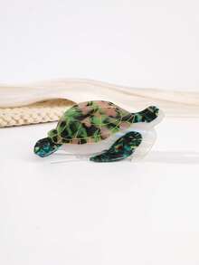1 pieza Pinza de pelo con diseño creativo de tortuga marina estilo náutico de océano con bloques de color, pinza de pelo con forma de tortuga linda, accesorio versátil adecuado para playa, fiesta y uso diario - Multicolor - Ver 17