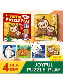 beartale 36pcs 4-In-1 Halloween Cartoon Puzzle Game Set, Includes Pumpkin, Ghost, Bat Patterns, Suitable For Early Childhood Education, Develop Concentration, Creativity And Logical Thinking, Montessori Toy, School Supplies, Puzzle Gift, Teaching Aid, Early Education Toy, Classroom Toy, Student, Toddler Learning Activity, Children Birthday Gift, Halloween Party Gift, Holiday Home Decor - Multicolor - View 12