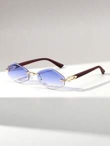 Visivana 1 paire de lunettes de mode femme à verres géométriques sans monture avec bords personnalisés, style de rue glamour. Convient pour le défilé, la fête, le cadeau - Multicolore - Voir 4