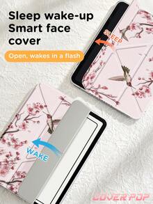 刺繡櫻花與蜂鳥圖案平板電腦保護殼,相容於 iPad Air 8 (M4) 2026 (11 吋) / 2026 (13 吋)、9.7/10.2/10.5/10.9/12.9/Pro 11/A16、第 10 代,適用於 Kindle Paperwhite 第 12 代 2024、Kindle (第 11 代 - 2024 年上市),柔軟防摔、智慧休眠喚醒功能、Y 型折疊平板電腦保護殼、多角度觀看 - 彩色 - 查看 5