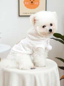 PETCIRCLE 宠物服装一件装，室内外皆宜，欧美韩风，适合贵宾犬、泰迪犬、小型犬及幼犬，休闲舒适连帽衫 - 小熊图案 - 彩色 - 查看 3
