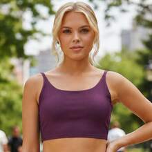 Acqua Bronze Women's Fitness Top With Thin Straps, Elasticated, Lined, Zero Transparency Essential - 葡萄 - 查看 6